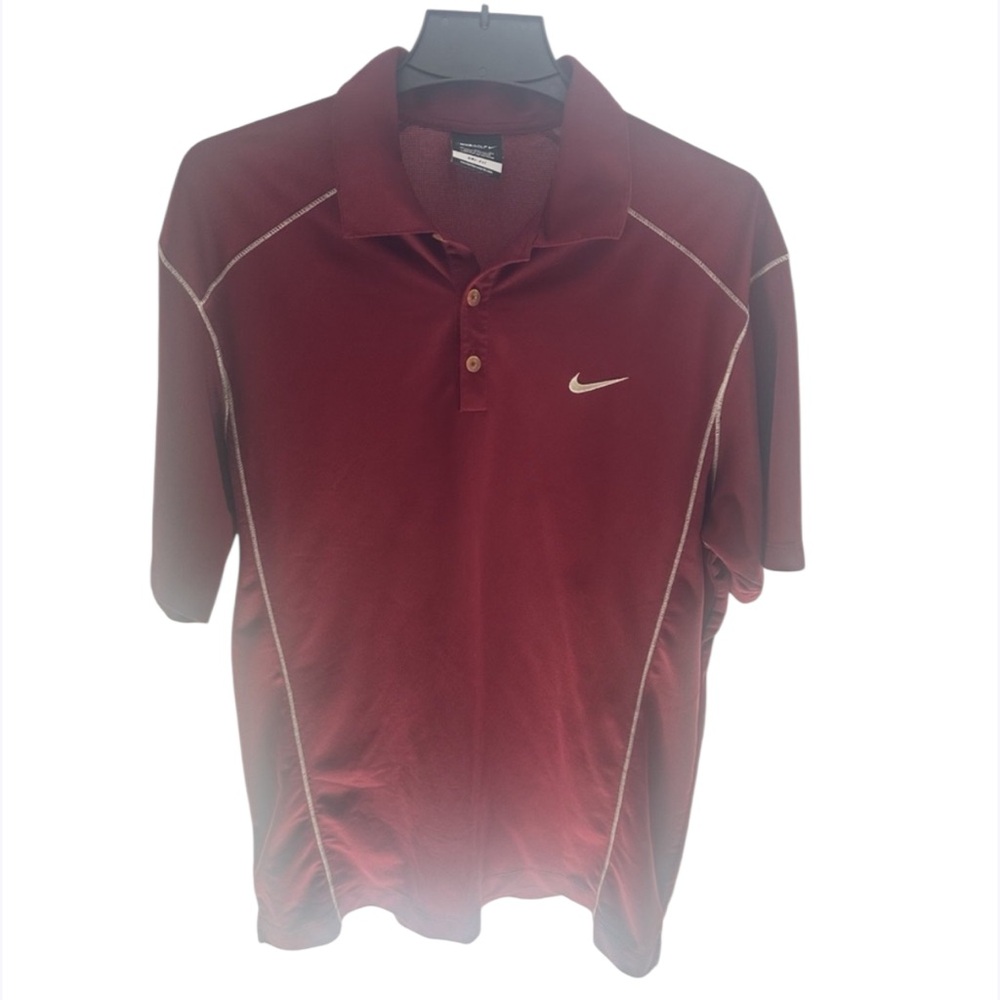 Nike Golf Dri-FIT Polo Shirt Men's XL Short Sleeve Burgundy Polyester